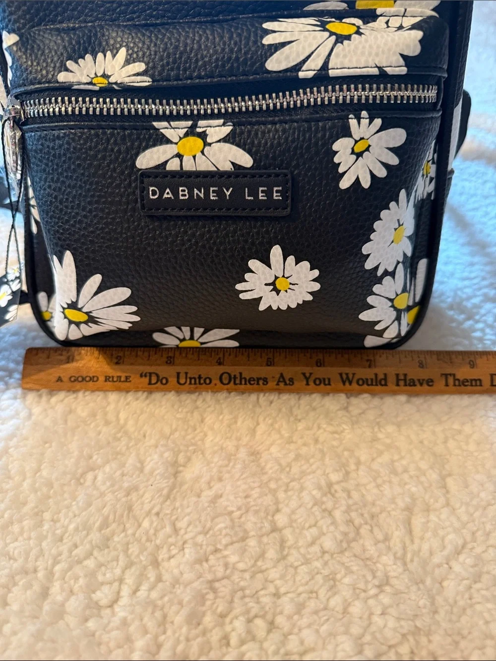 Dabney Lee Black Daisy Mini Backpack with Yellow Centers